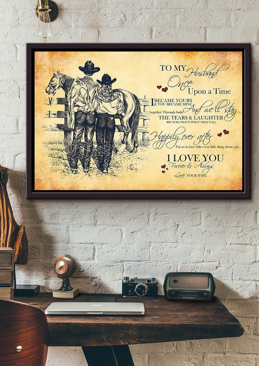 Loving Quote Wall Art From Cowgirl Wife To Husband Gift For Valentine Wedding Anniversary Framed Prints, Canvas