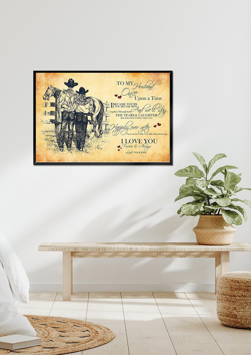 Loving Quote Wall Art From Cowgirl Wife To Husband Gift For Valentine Wedding Anniversary Framed Prints, Canvas