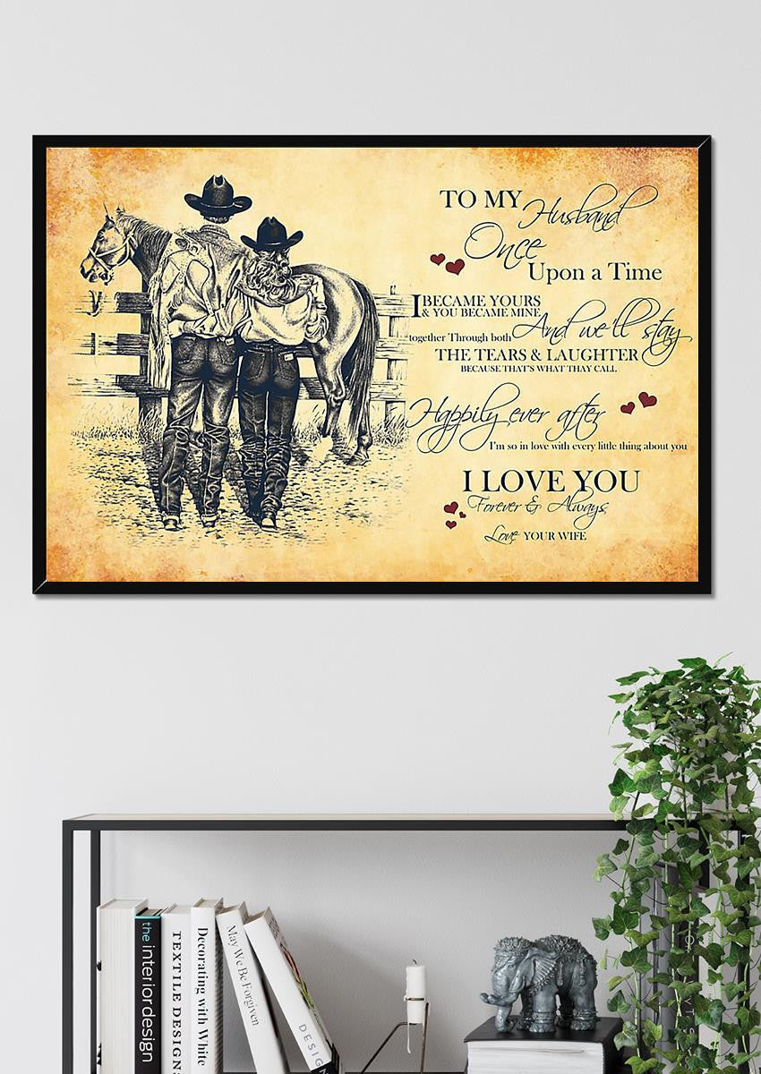 Loving Quote Wall Art From Cowgirl Wife To Husband Gift For Valentine Wedding Anniversary Framed Prints, Canvas