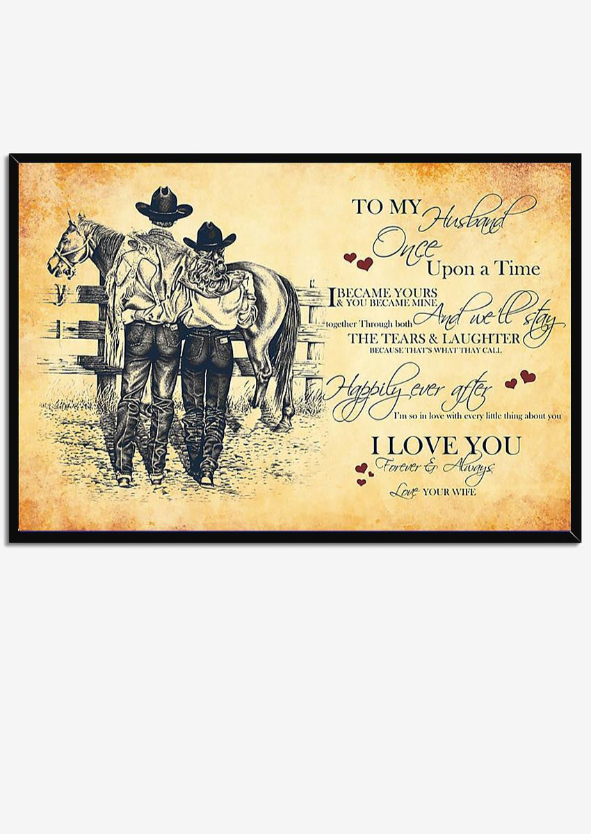 Loving Quote Wall Art From Cowgirl Wife To Husband Gift For Valentine Wedding Anniversary Framed Prints, Canvas