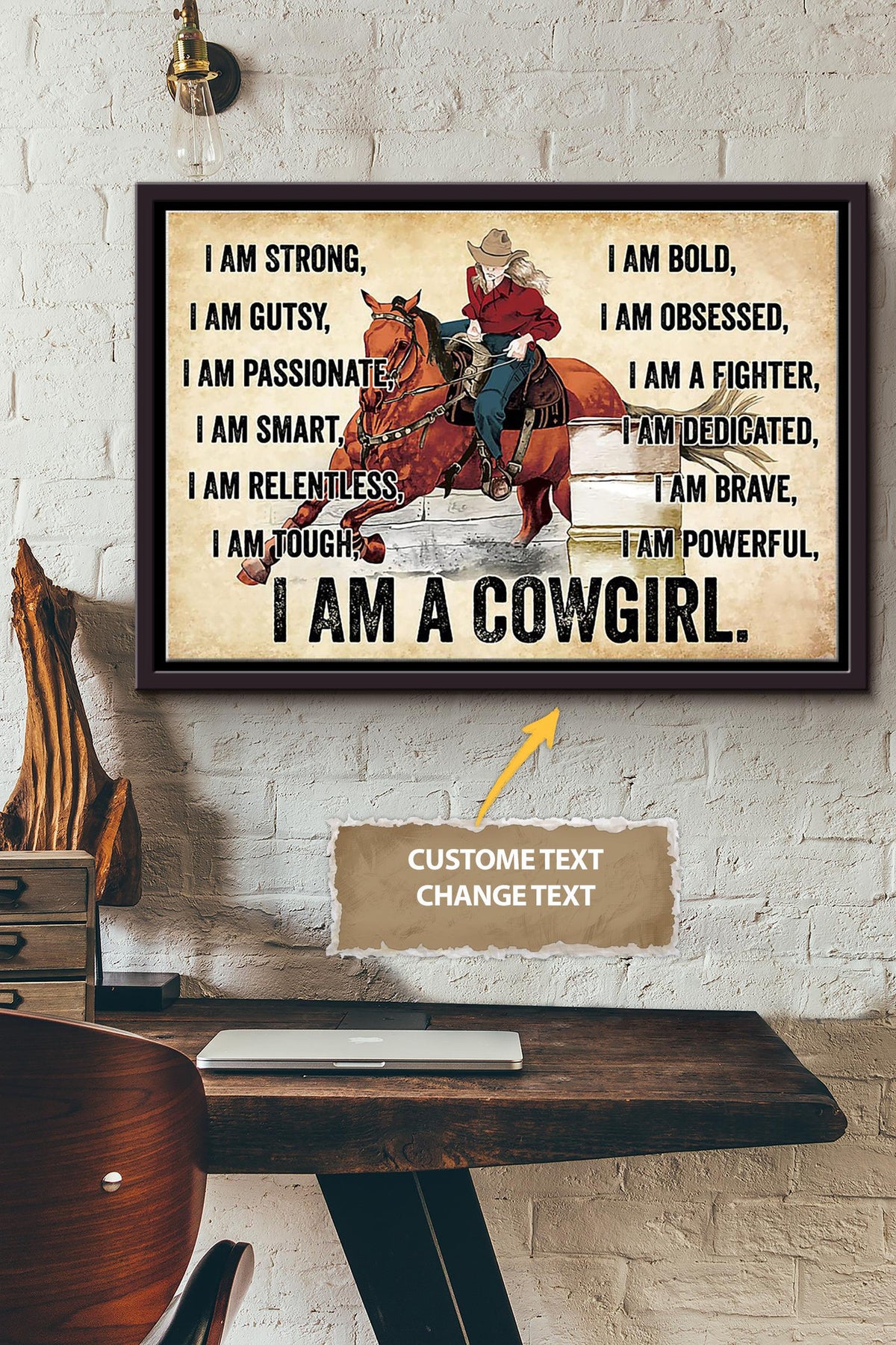 I Am A Horse Girl Poster - Animal Wall Art - Gift For Horse Lover Horse Rider Cowboy Farmhouse Decor Framed Matte Canvas Framed Prints, Canvas
