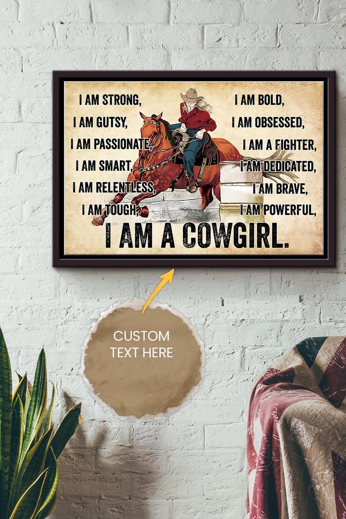 I Am A Horse Girl Poster - Animal Wall Art - Gift For Horse Lover Horse Rider Cowboy Farmhouse Decor Framed Matte Canvas Framed Prints, Canvas