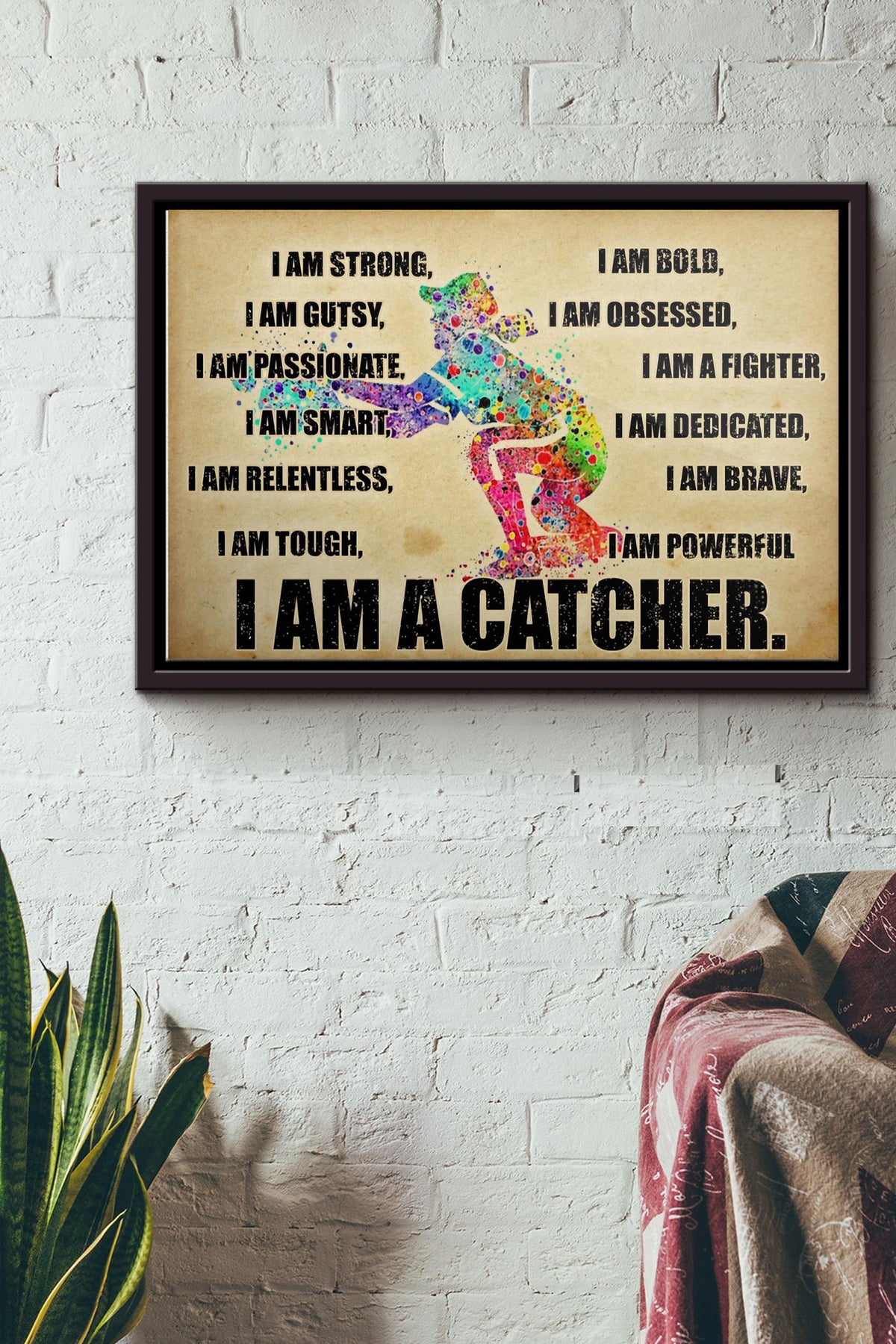 Baseball I Am A Catcher Poster n Framed Matte Canvas