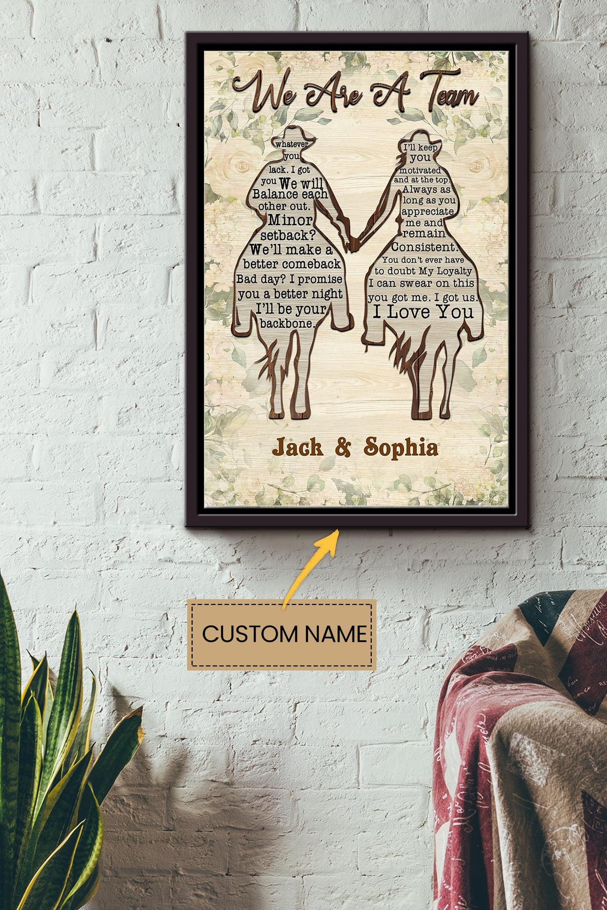 Cowboy Girl Cow Girl We Are A Team Personalized Poster - Love Wall Art - Gift For Valentine Day Lover Crush Cowboy (2) Framed Matte Canvas Framed Prints, Canvas