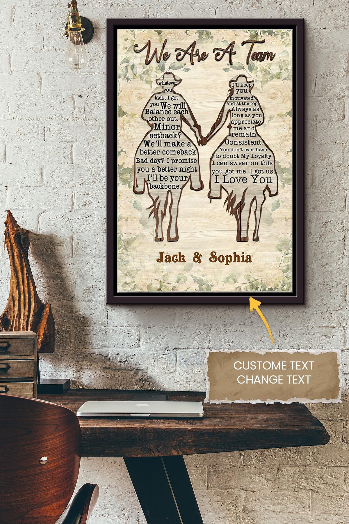 Cowboy Girl Cow Girl We Are A Team Personalized Poster - Love Wall Art - Gift For Valentine Day Lover Crush Cowboy (2) Framed Matte Canvas Framed Prints, Canvas