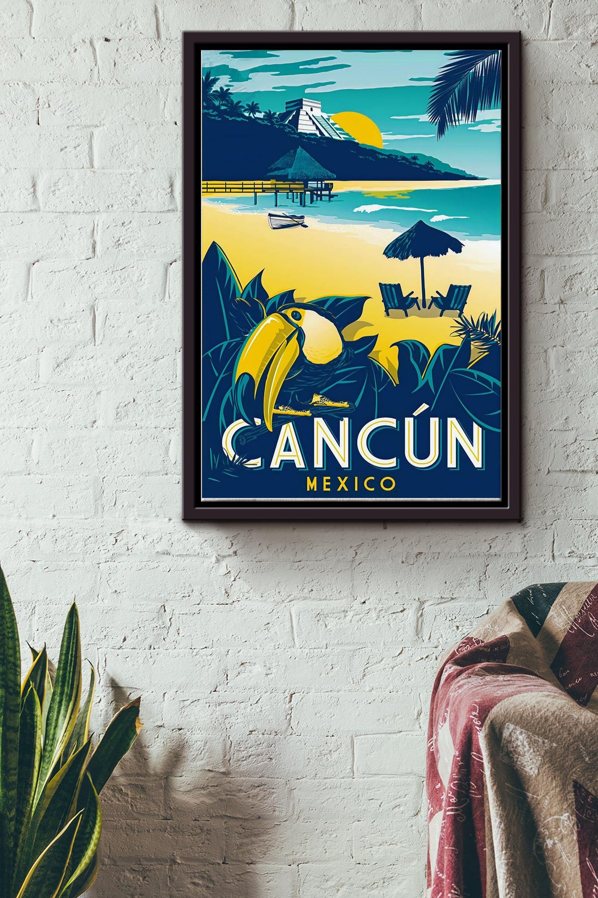 Cancun Mexico - Traveling Wall Art - Gift For Tourist Souvenir Traveling Lover Surfing Lover Beach Lover Framed Matte Canvas Framed Prints, Canvas