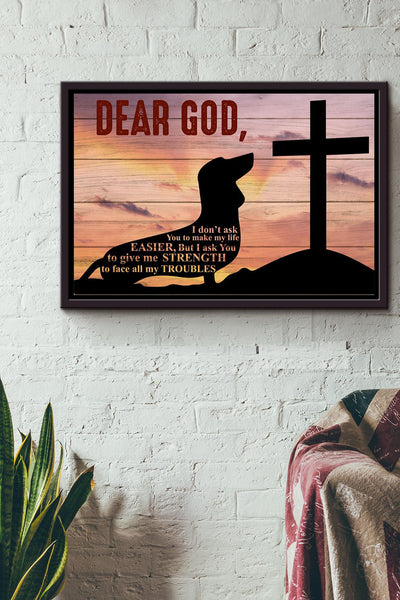 Dachshund Dear God Poster n Framed Matte Canvas