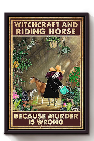 Cowgirl Witchcraft And Riding Horse Running Horse Wall Art Gift For Horse Lover Horseback Rider Cowboy Framed Canvas Framed Prints, Canvas