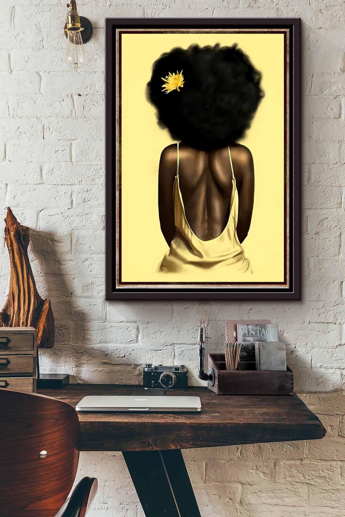 Black Girl Poster - Home Decor Wall Art - Gift For Black Live Matter Advocate, African Friend, Gender Equality Advocate Framed Matte Canvas Framed Prints, Canvas