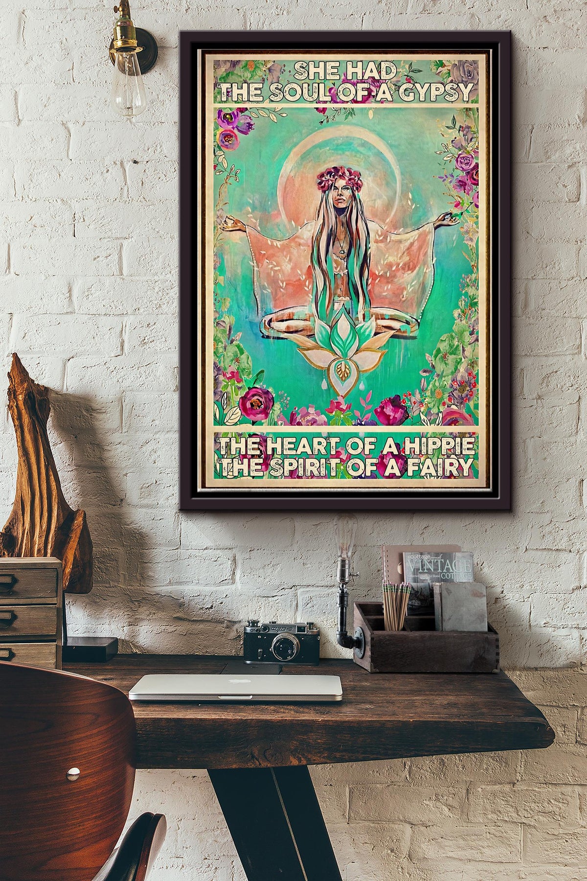 Gypsy Soul Hippie Heart Fairy Spirit Poster - Decor Wall Art - Gift For Girl Women Womens Day Yoga Girl Framed Matte Canvas Framed Prints, Canvas