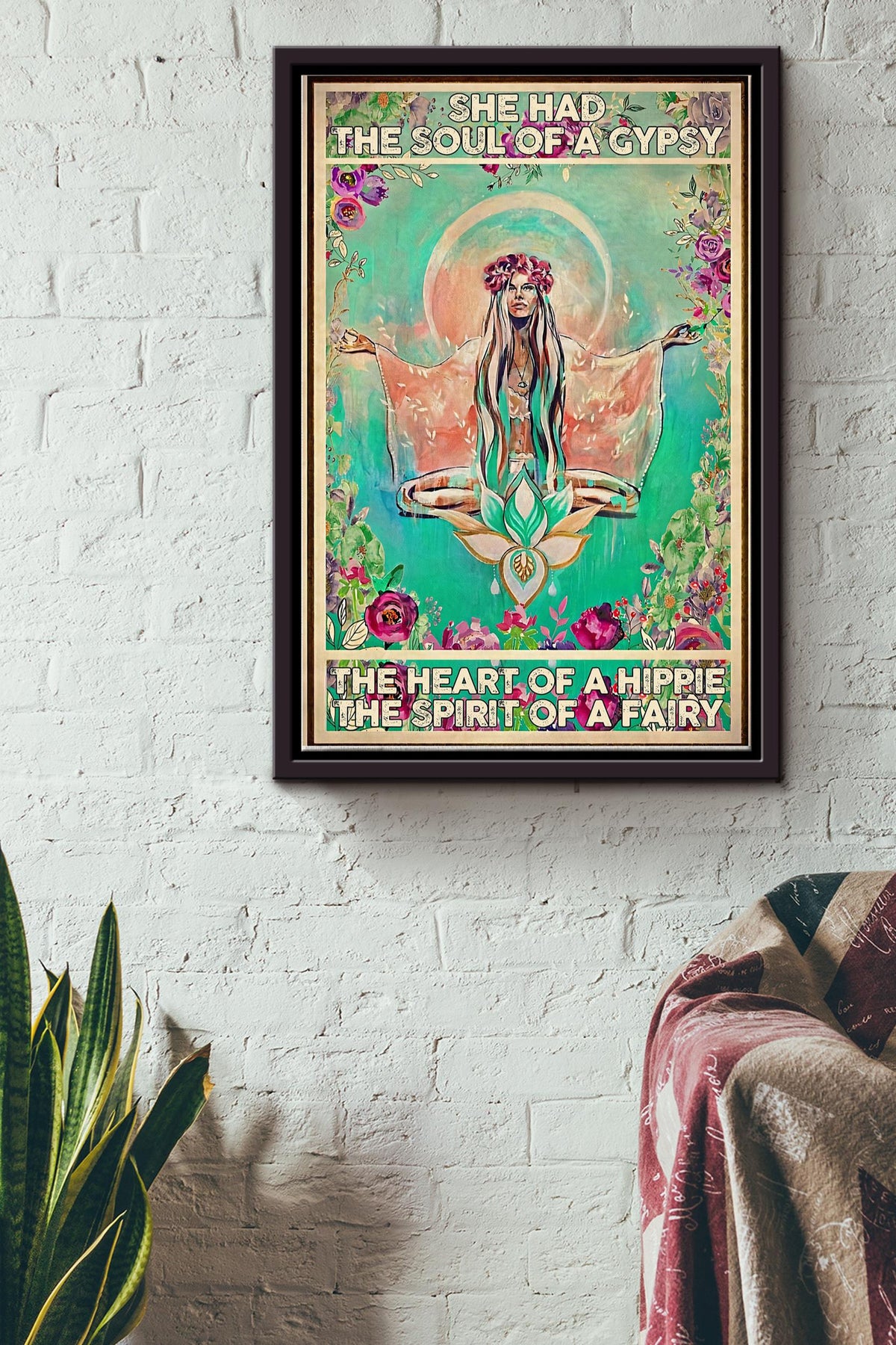Gypsy Soul Hippie Heart Fairy Spirit Poster - Decor Wall Art - Gift For Girl Women Womens Day Yoga Girl Framed Matte Canvas Framed Prints, Canvas