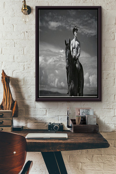 Hot Naked Cowboy Poster - Sport Wall Art - Gift For Cowboy, Horse Rider, Father, Father's Day Framed Matte Canvas Framed Prints, Canvas