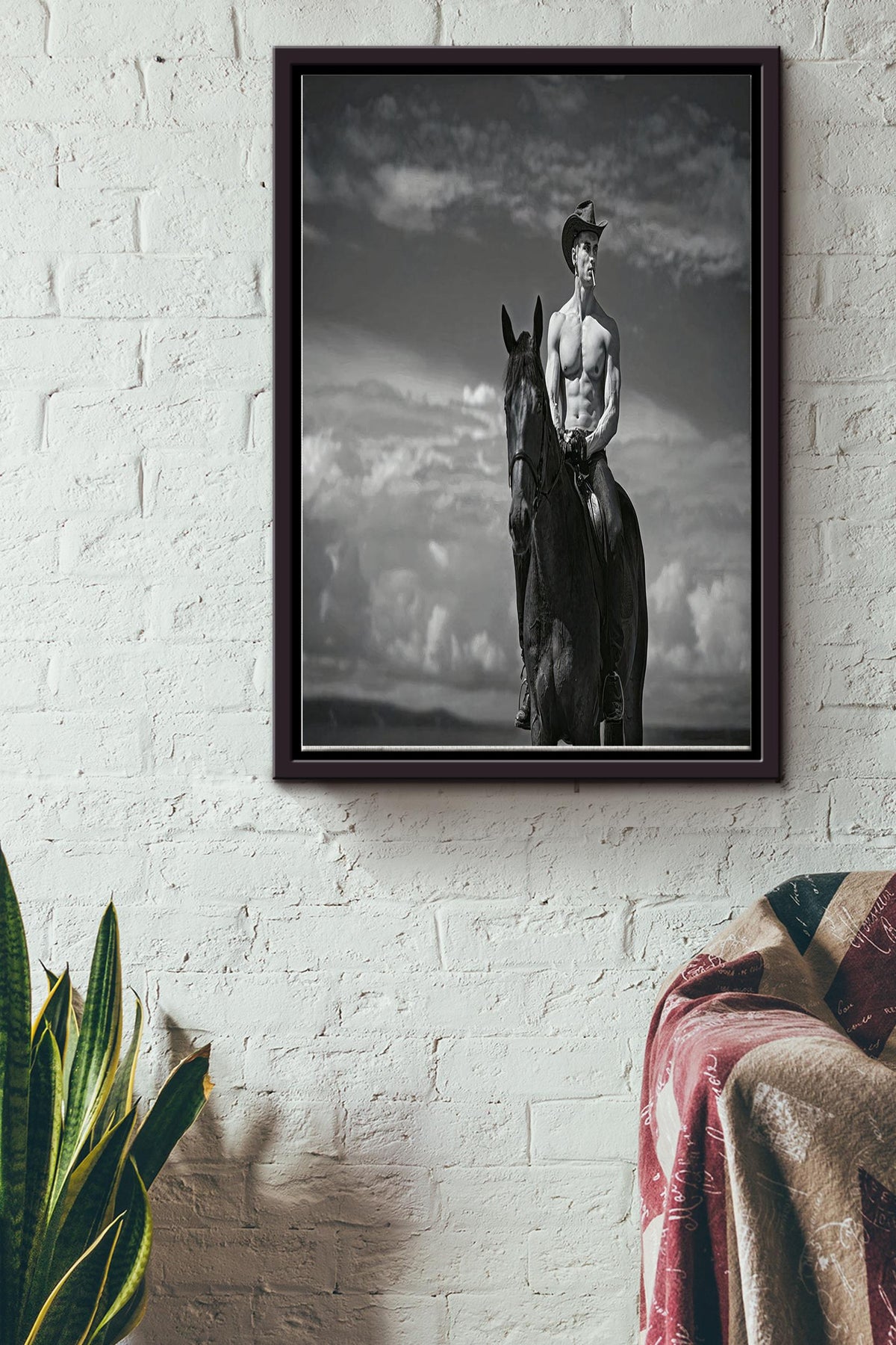 Hot Naked Cowboy Poster - Sport Wall Art - Gift For Cowboy, Horse Rider, Father, Father's Day Framed Matte Canvas Framed Prints, Canvas