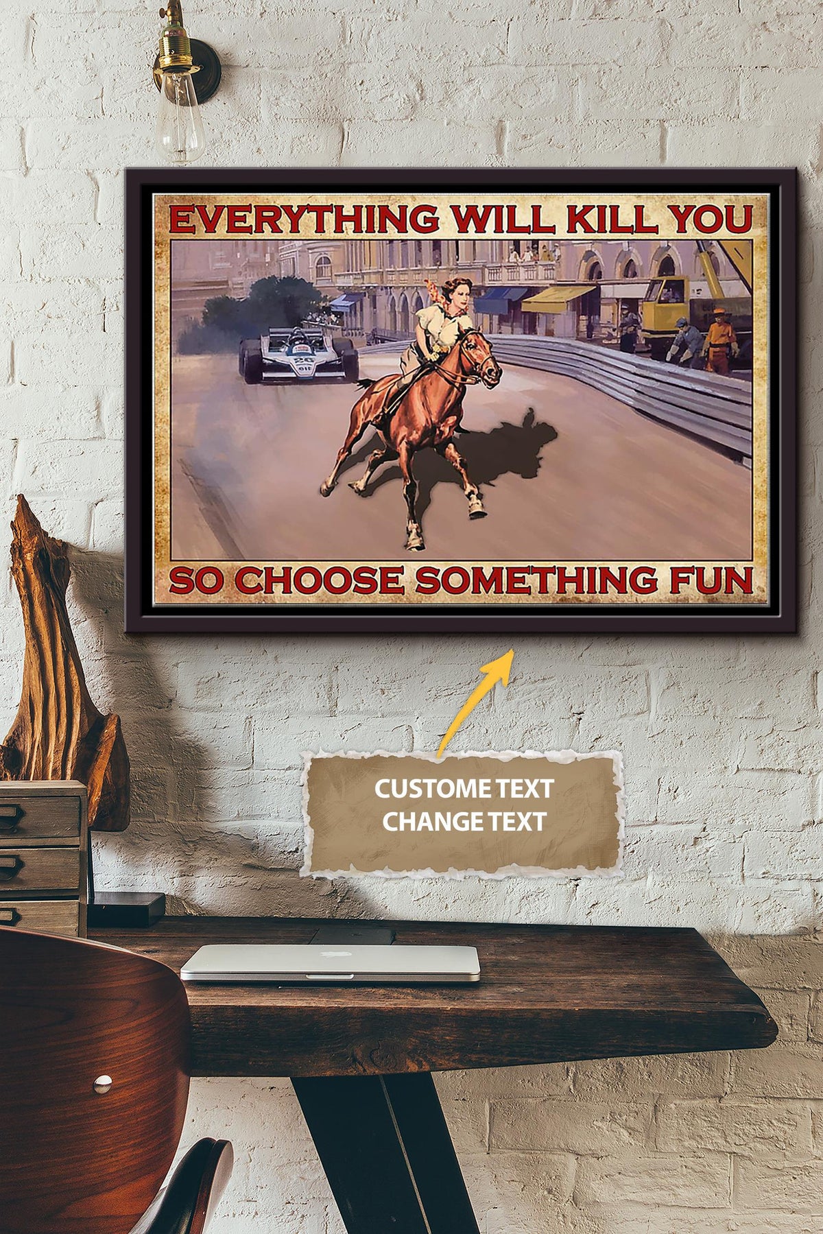 Cowgirl Everything Will Kill You Fun Poster - Animal Wall Art - Gift For Horse Lover Horse Rider Cowboy Farmhouse Decor Framed Matte Canvas Framed Prints, Canvas