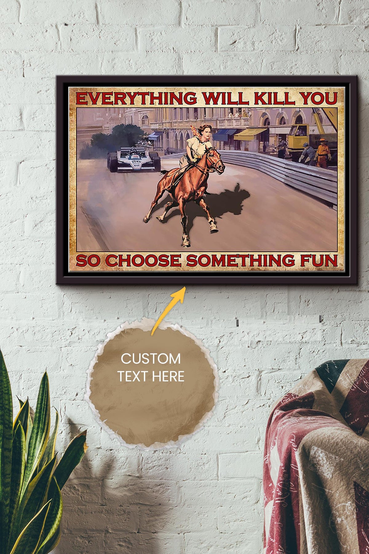 Cowgirl Everything Will Kill You Fun Poster - Animal Wall Art - Gift For Horse Lover Horse Rider Cowboy Farmhouse Decor Framed Matte Canvas Framed Prints, Canvas