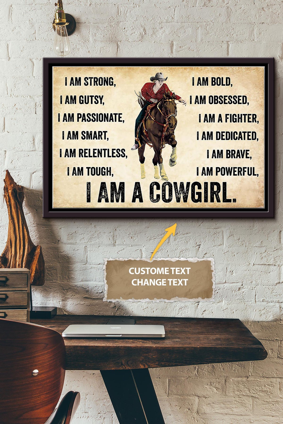 I Am A Horse Girl Poster - Animal Wall Art - Gift For Horse Lover Horse Rider Cowboy Cowgirl Farmhouse Decor Framed Matte Canvas Framed Prints, Canvas