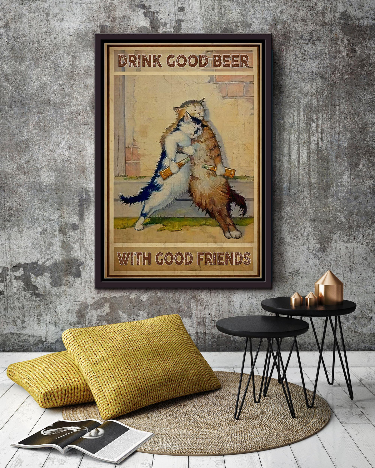 Drink Good Beer With Good Friends Gift For Bff Home Decor Housewarming Framed Canvas