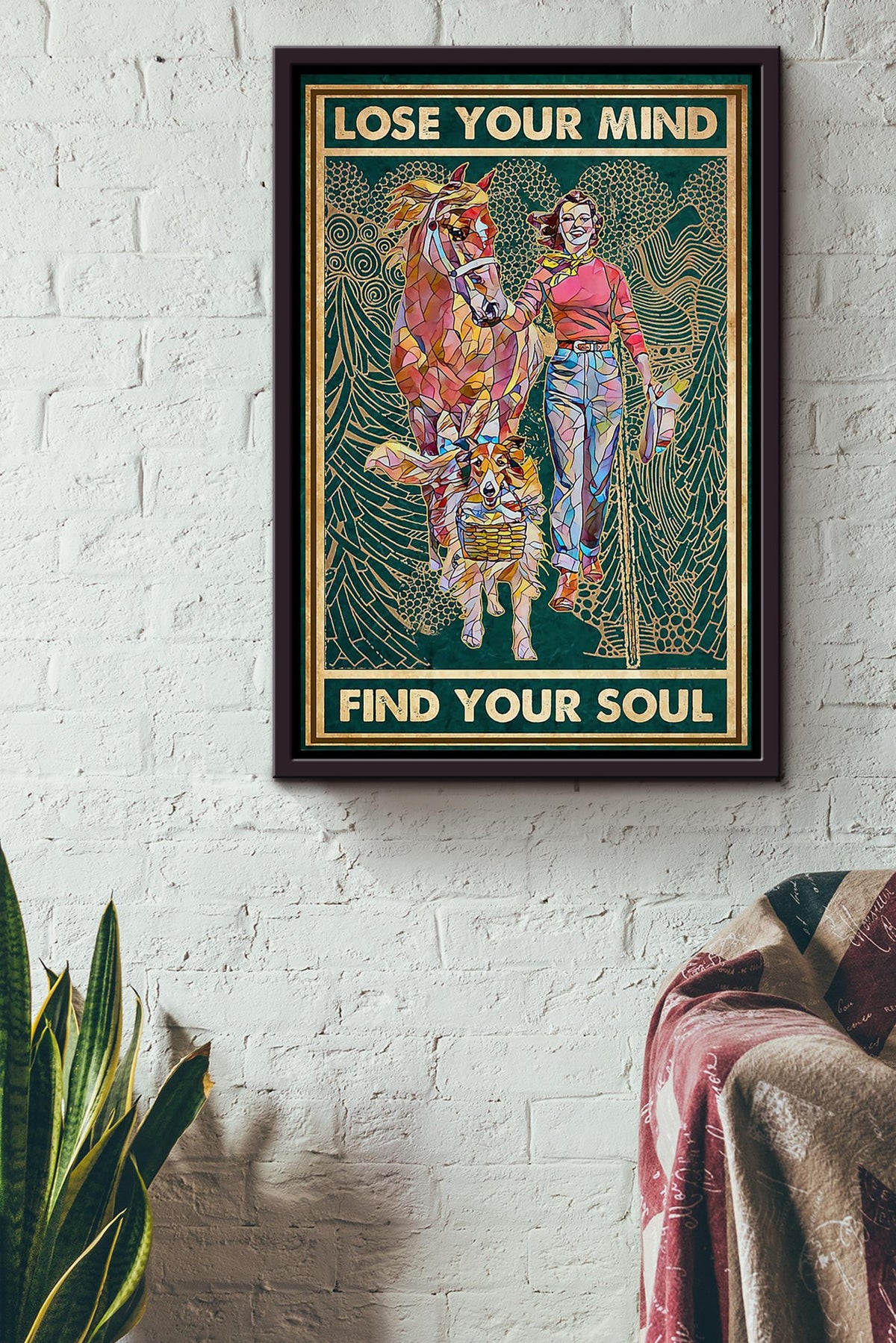 Cowgirl Lose Your Mind Find Your Soul Poster Horse Riding Wall Art Cowgirl Cowboy Gift Framed Canvas Framed Prints, Canvas