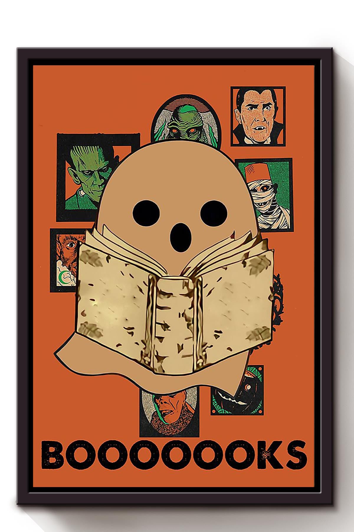 Booooooks Funny Book Lover Print Gift For Book Nerd Library Librarian Framed Canvas