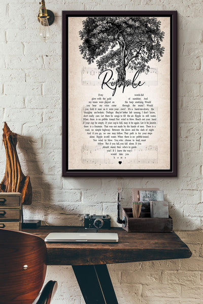 Grateful Dead Ripple Lyric Heart Shape Poster Framed Matte Canvas