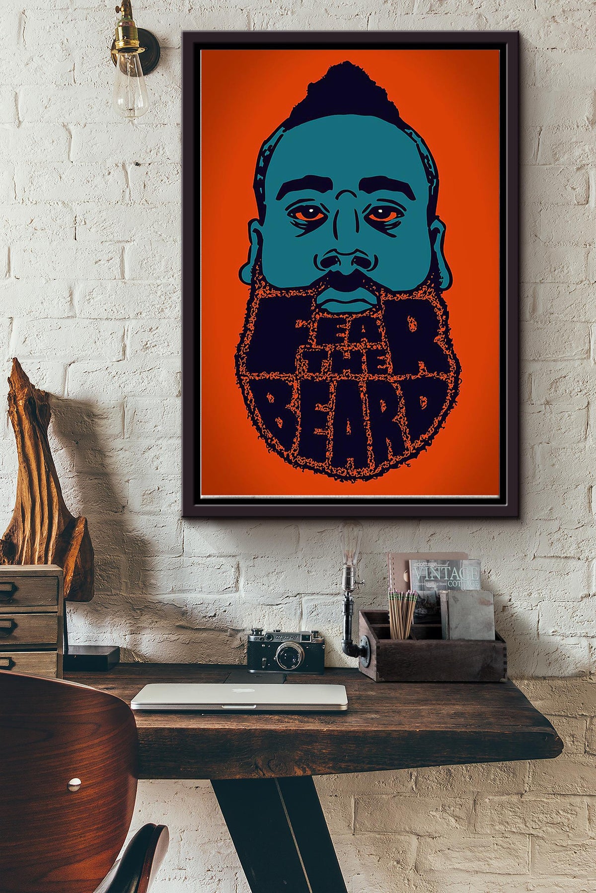 Fear The Beard Poster Framed Matte Canvas
