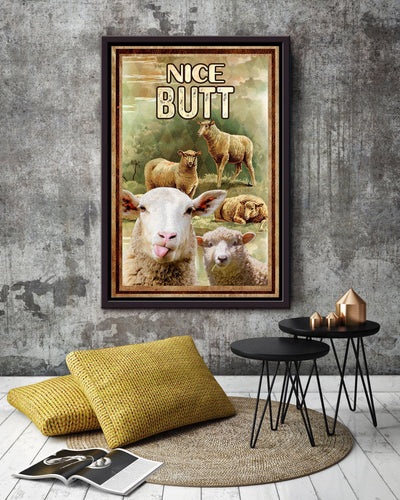 Funny Sheep Nice Bum Vintage Retro Gift For Farmer Framed Canvas