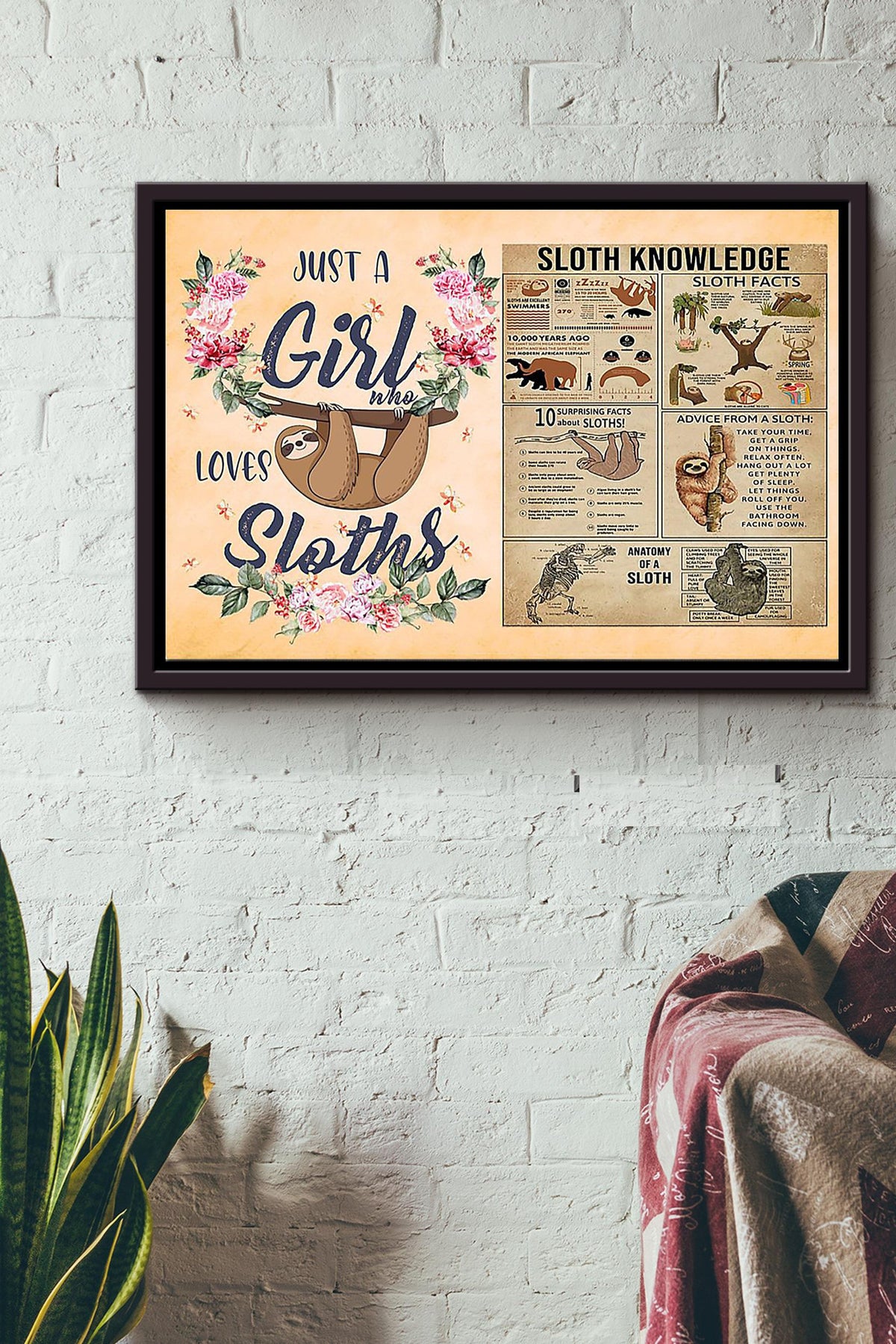 Just A Girl Who Loves Sloths Poster n Framed Matte Canvas