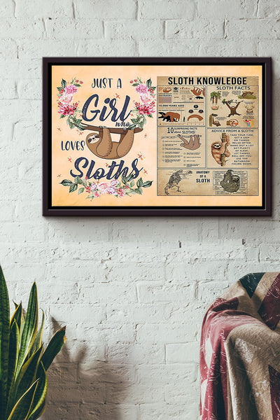 Just A Girl Who Loves Sloths Poster n Framed Matte Canvas