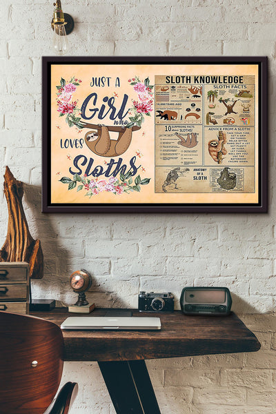 Just A Girl Who Loves Sloths Poster n Framed Matte Canvas