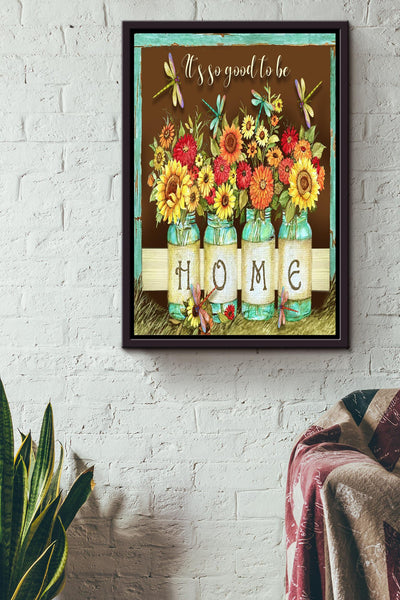 It's So Good To Be Home Floral Wall Art Gift For Florist Flower Shop Farmhouse Decor Housewarming Framed Canvas Framed Prints, Canvas