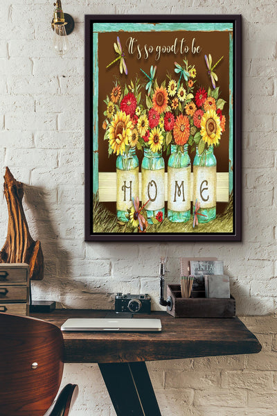 It's So Good To Be Home Floral Wall Art Gift For Florist Flower Shop Farmhouse Decor Housewarming Framed Canvas Framed Prints, Canvas