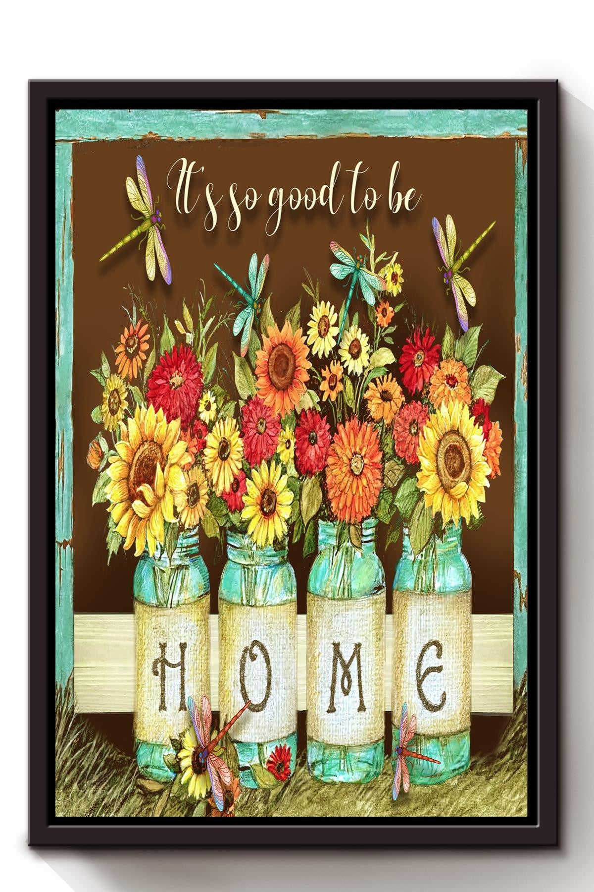 It's So Good To Be Home Floral Wall Art Gift For Florist Flower Shop Farmhouse Decor Housewarming Framed Canvas Framed Prints, Canvas