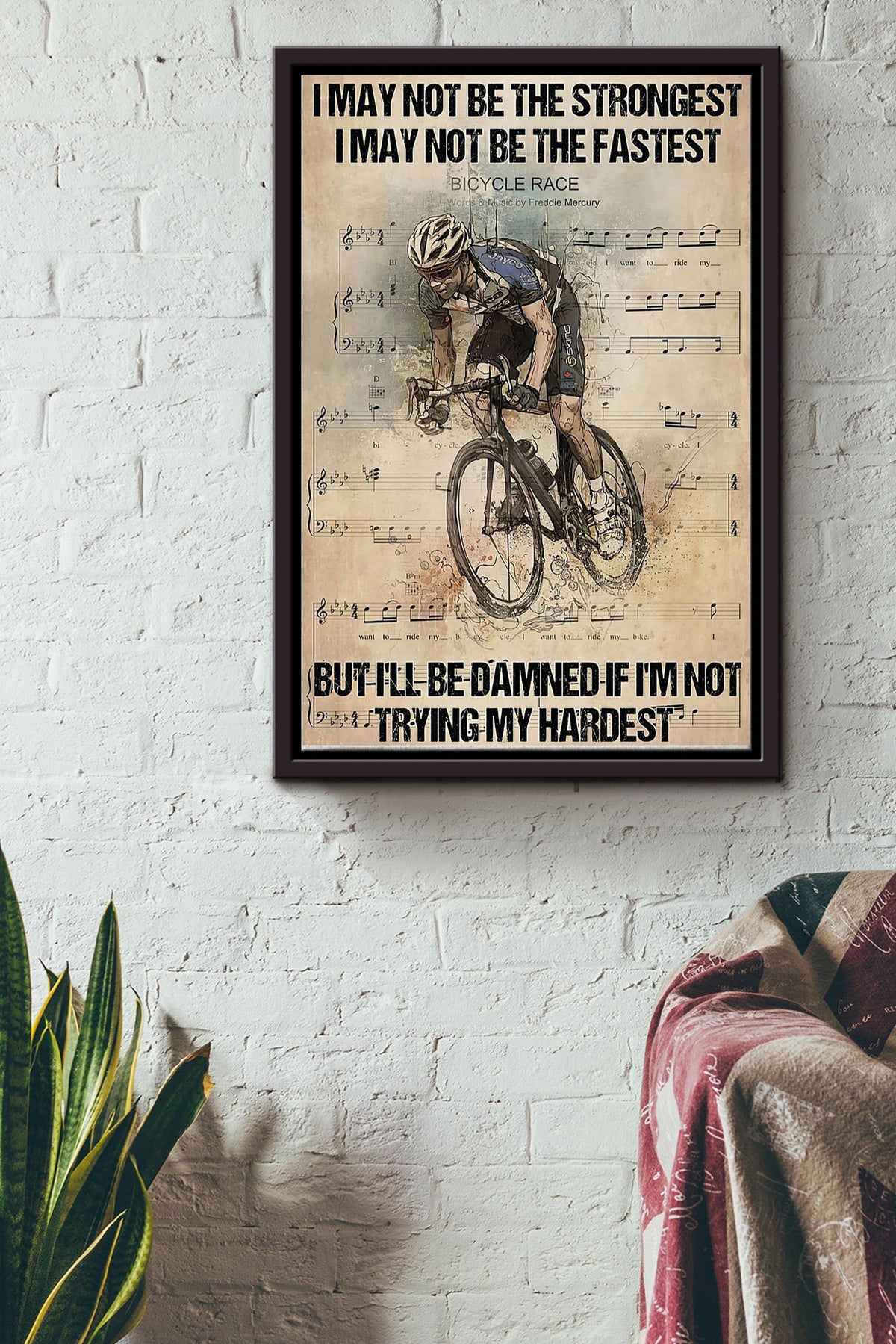 Im Not The Strongest But Im Trying My Hardest Cycling Poster Framed Matte Canvas