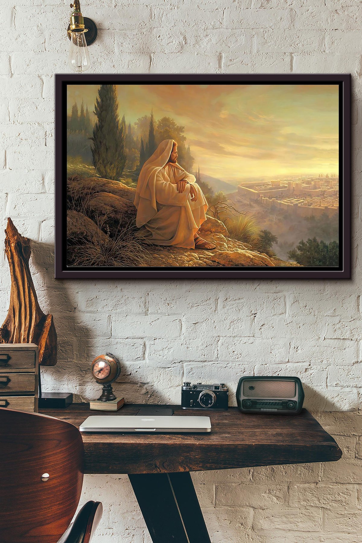 Jesus Sit On The Hill Poster n Framed Matte Canvas