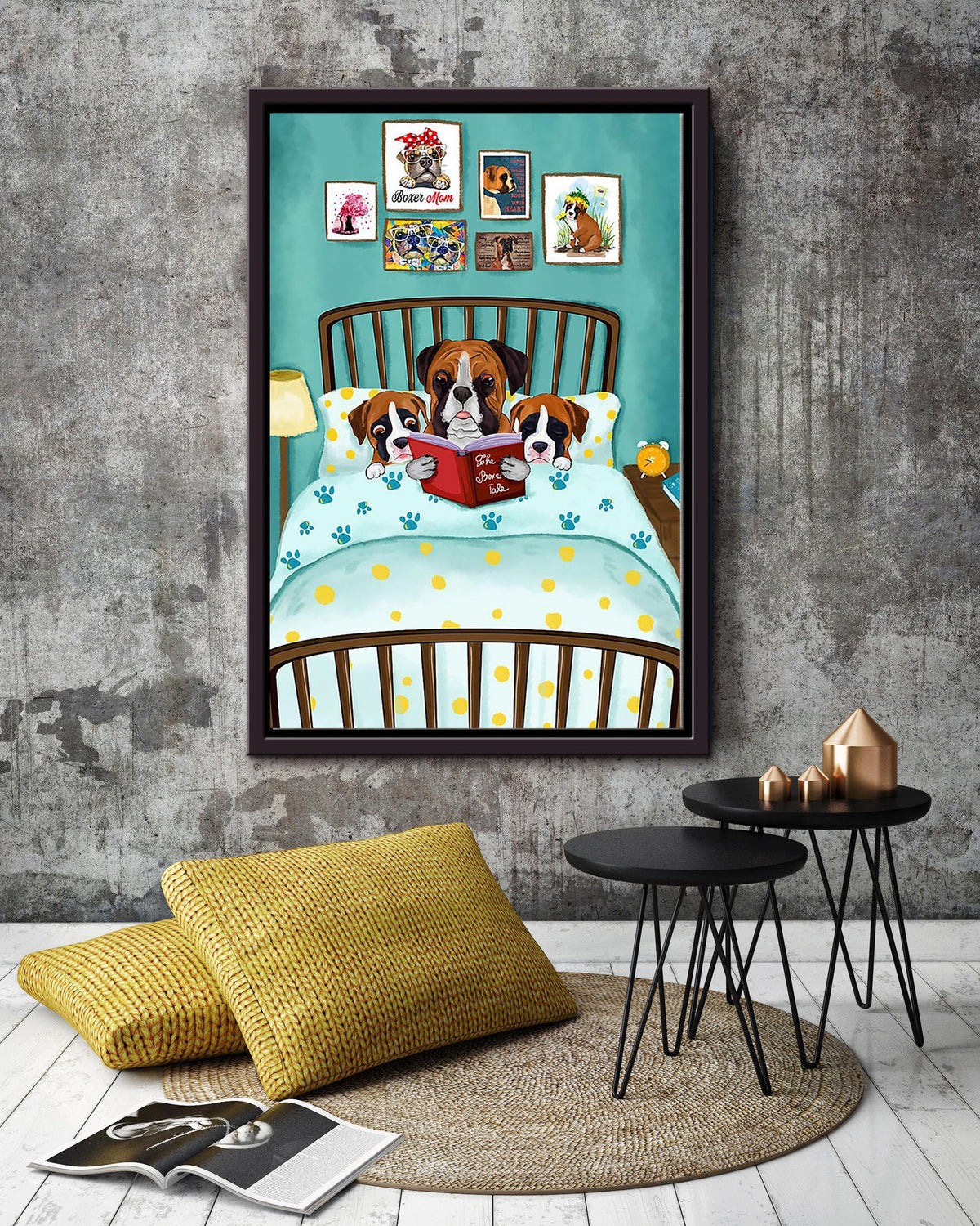 Mother Dog Tell Story For Puppies Wall Art For Dog Lover Housewarming Framed Matte Canvas Framed Prints, Canvas