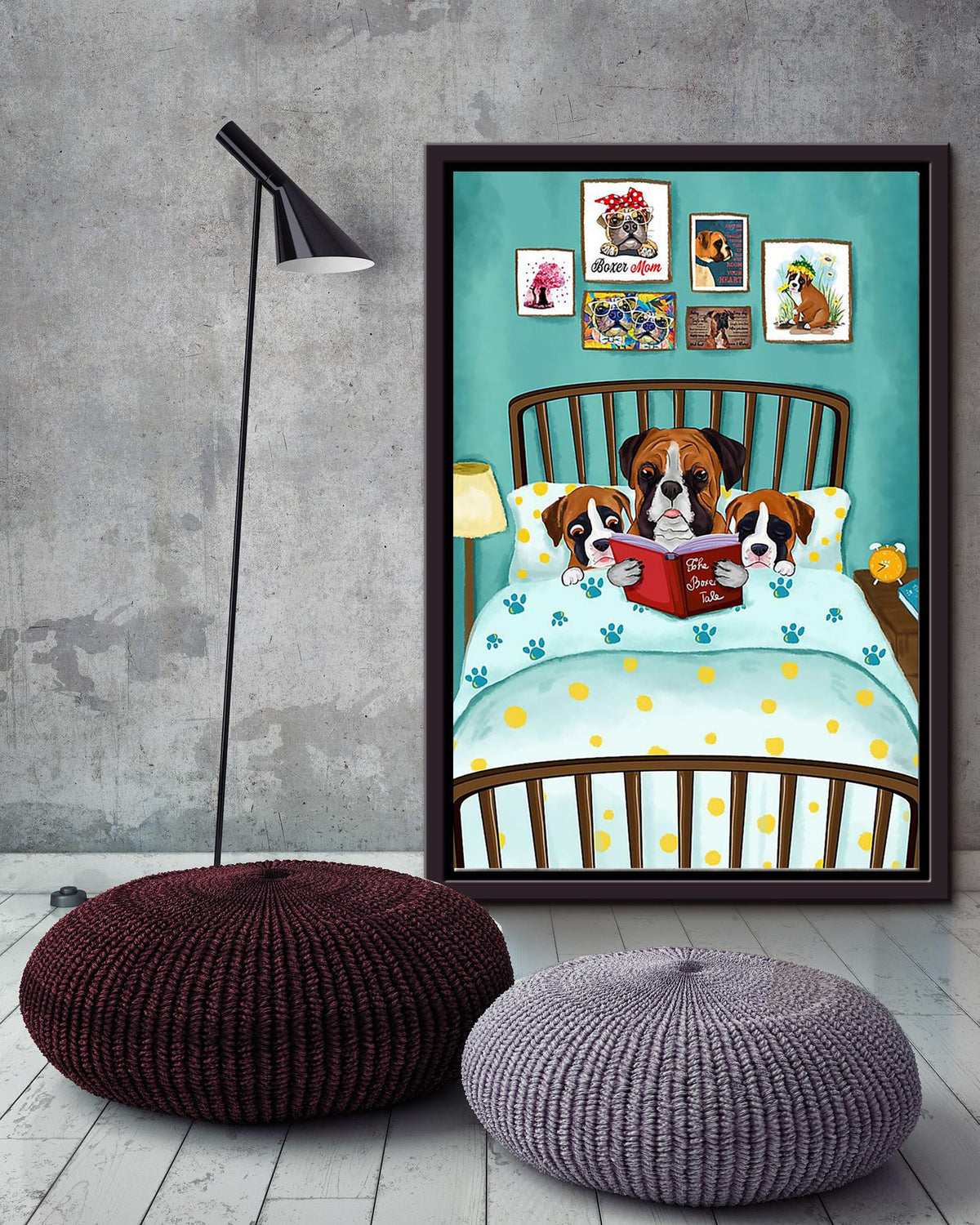 Mother Dog Tell Story For Puppies Wall Art For Dog Lover Housewarming Framed Matte Canvas Framed Prints, Canvas
