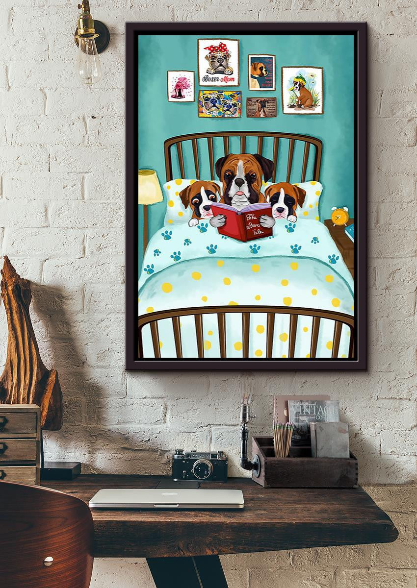 Mother Dog Tell Story For Puppies Wall Art For Dog Lover Housewarming Framed Matte Canvas Framed Prints, Canvas
