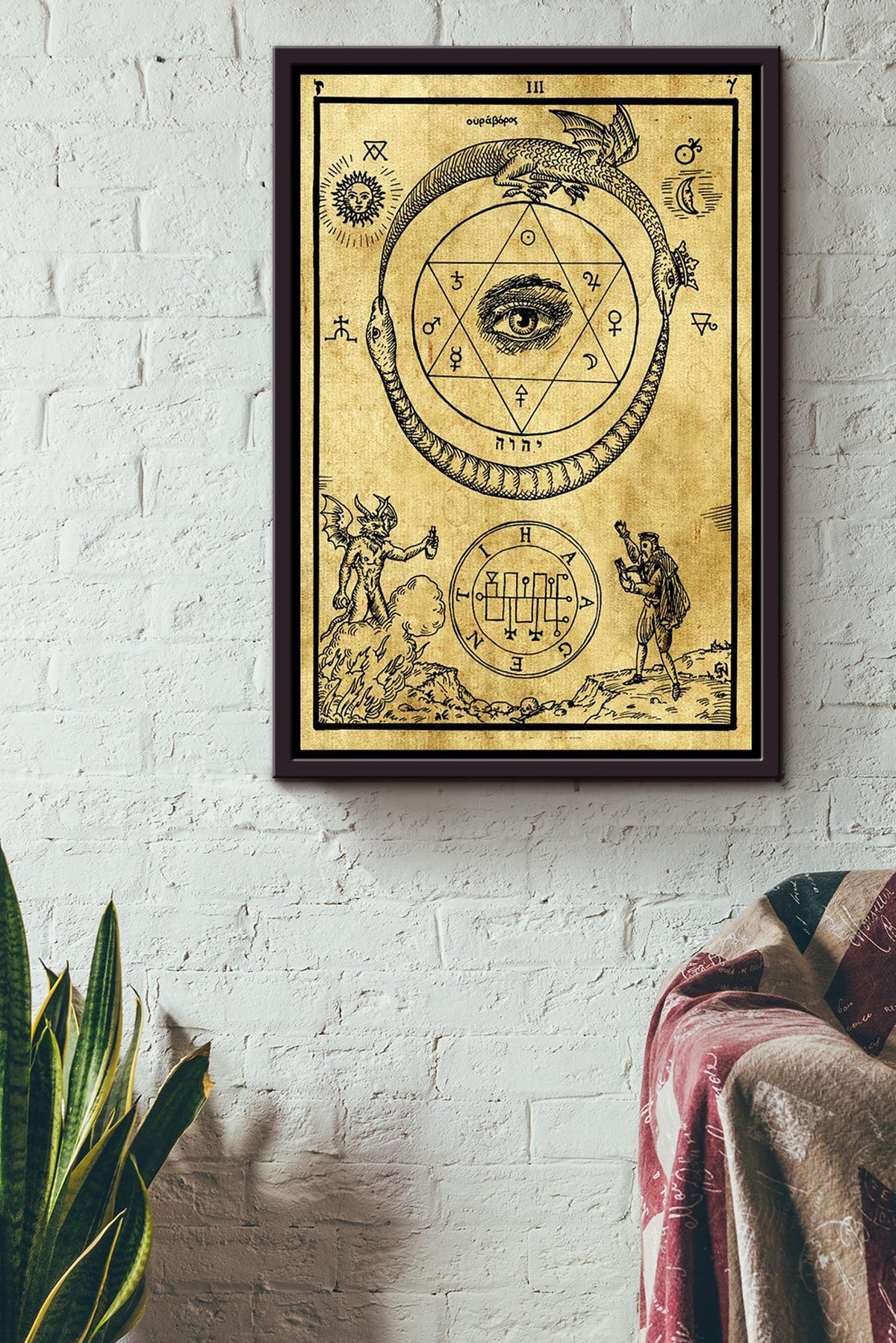 Alchemy Ouroboros Halloween Wall Decor Gift For Pumpkin Carving Ideas Halloween Decorations Haunted Houses Framed Canvas