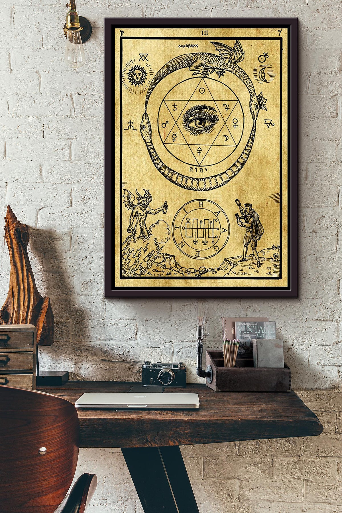 Alchemy Ouroboros Halloween Wall Decor Gift For Pumpkin Carving Ideas Halloween Decorations Haunted Houses Framed Canvas