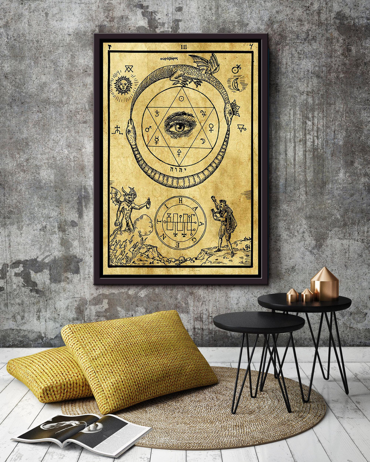 Alchemy Ouroboros Halloween Wall Decor Gift For Pumpkin Carving Ideas Halloween Decorations Haunted Houses Framed Canvas