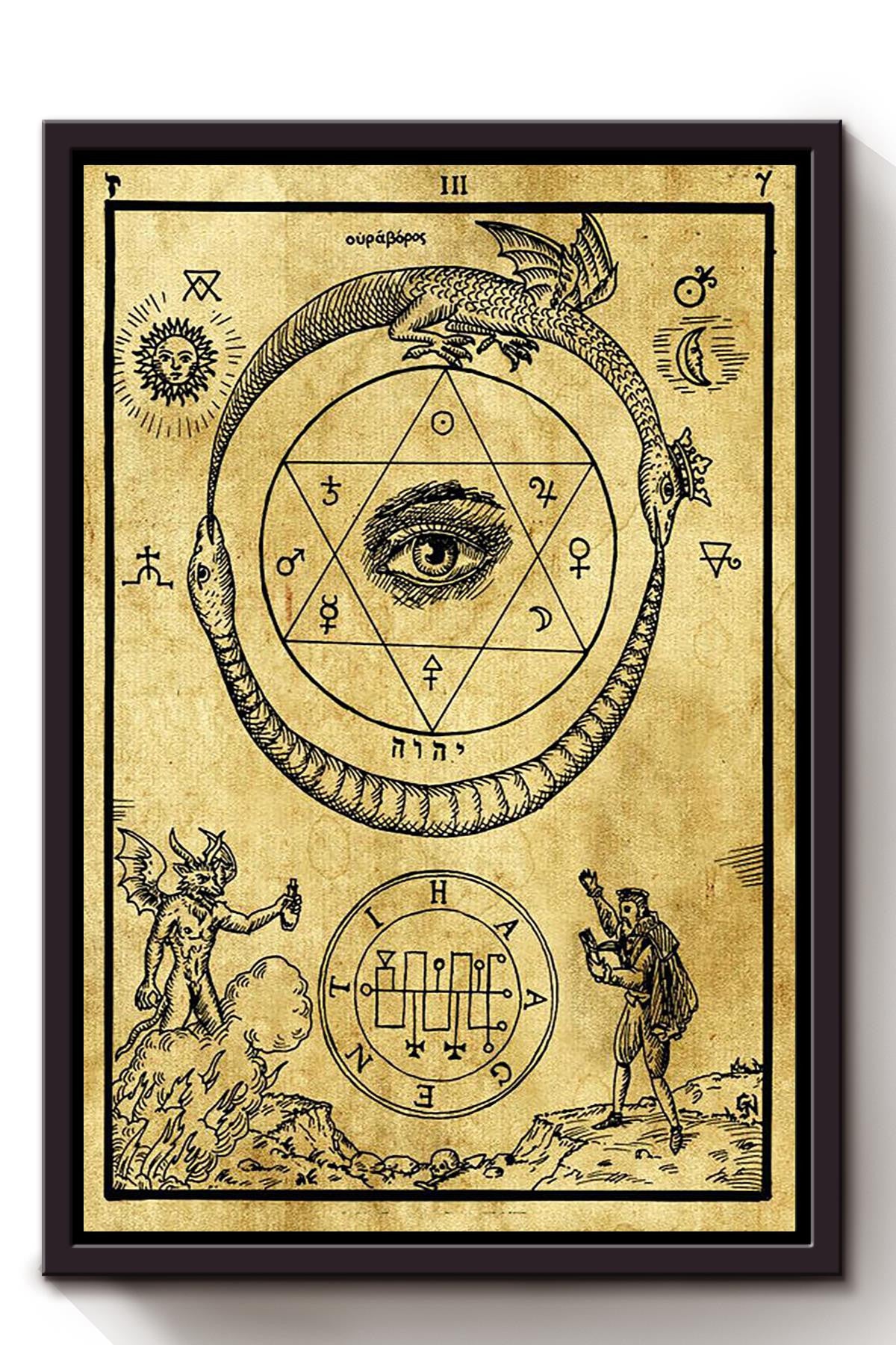Alchemy Ouroboros Halloween Wall Decor Gift For Pumpkin Carving Ideas Halloween Decorations Haunted Houses Framed Canvas