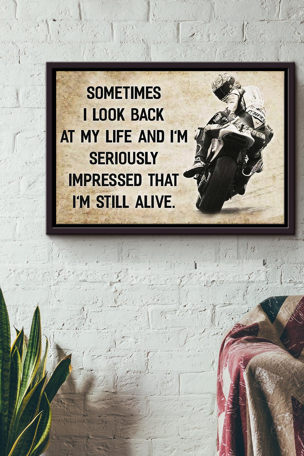 Motorcycle Racing Sometimes I Look Back At My Life Poster n Framed Matte Canvas