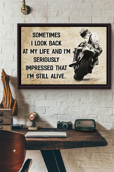 Motorcycle Racing Sometimes I Look Back At My Life Poster n Framed Matte Canvas