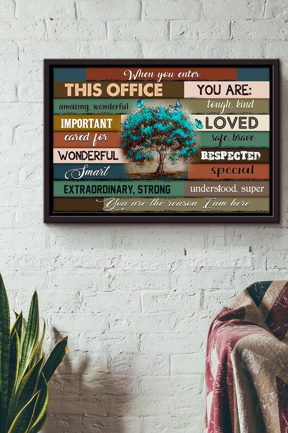 Butterfly When You Enter This Office n Framed Matte Canvas