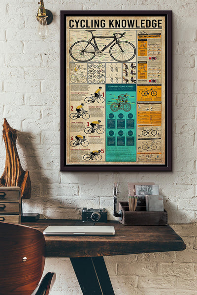 Cycling Knowledge Things You Need To Know About Cycling Poster Framed Matte Canvas