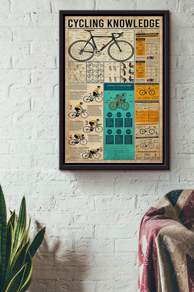 Cycling Knowledge Things You Need To Know About Cycling Poster Framed Matte Canvas