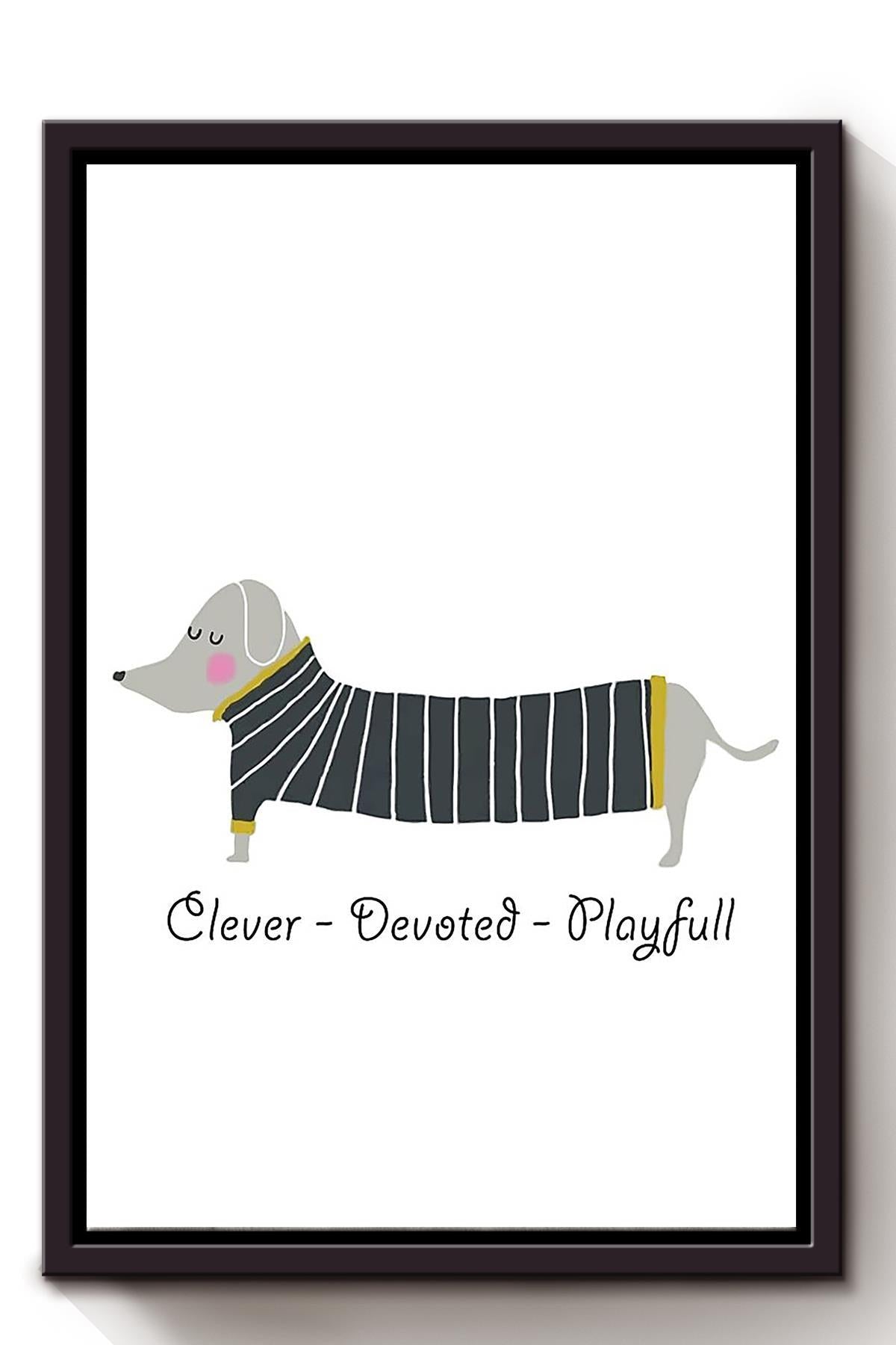 Dachshund Clever Devoted Playful Wall Art For Dog Lover Housewarming Framed Matte Canvas Framed Prints, Canvas