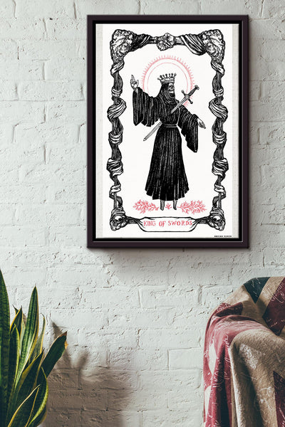 King Of Swords Tarot Scary Poster Framed Matte Canvas
