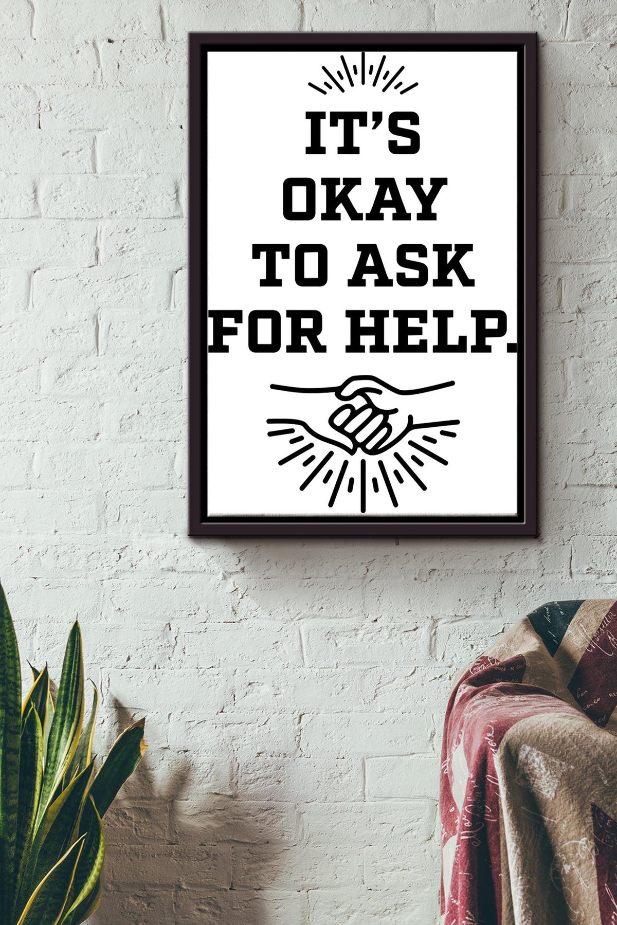 It's Okey To Ask For Help Therapy Worker Poster Framed Matte Canvas