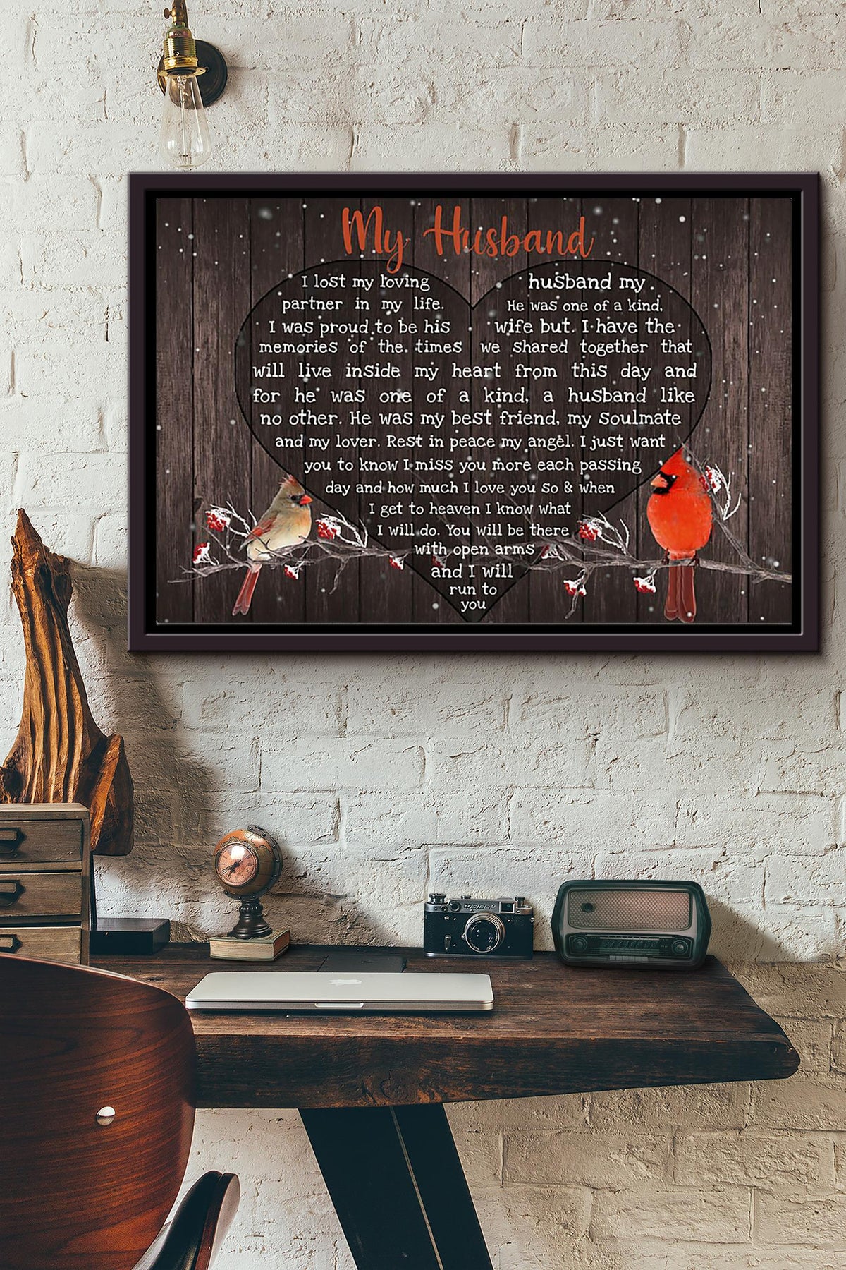 My Husband I Lost My Loving Husband My Partner Poster n Framed Matte Canvas